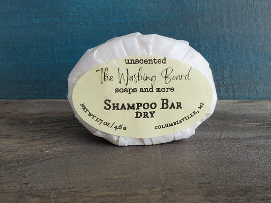 Unscented shampoo bars for oily, regular and dry hair from The Washing Board.