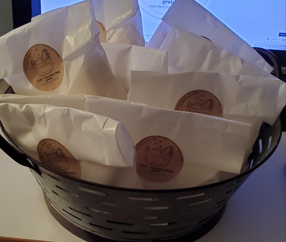 Ground Dish and Laundry Soap in eco friendly packaging.