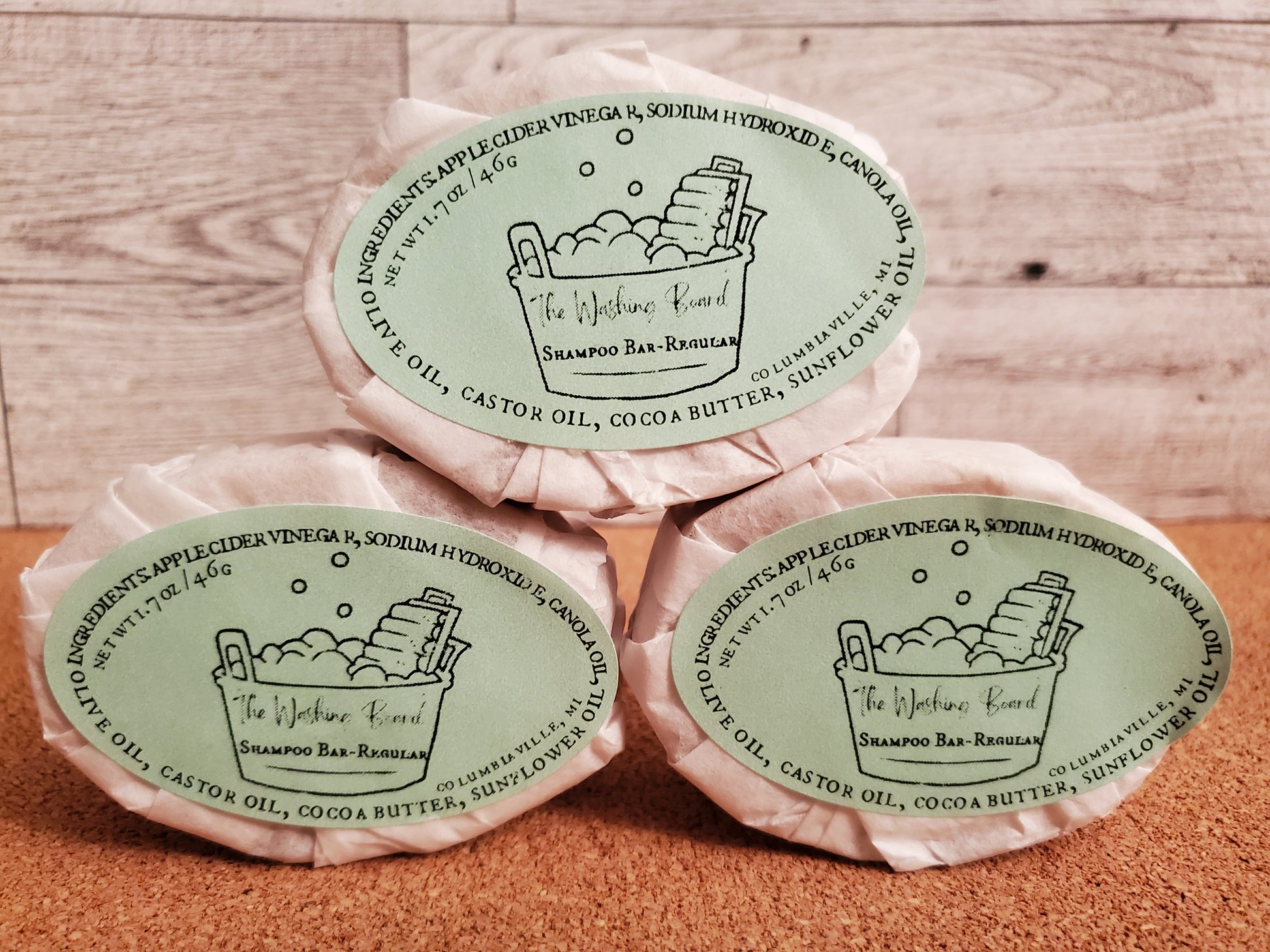 Shampoo bars,  regular,  shown in eco friendly packaging.
