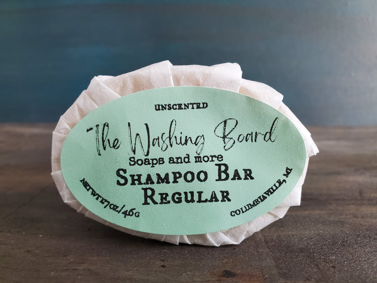 Unscented shampoo bars for oily, regular and dry hair from The Washing Board.
