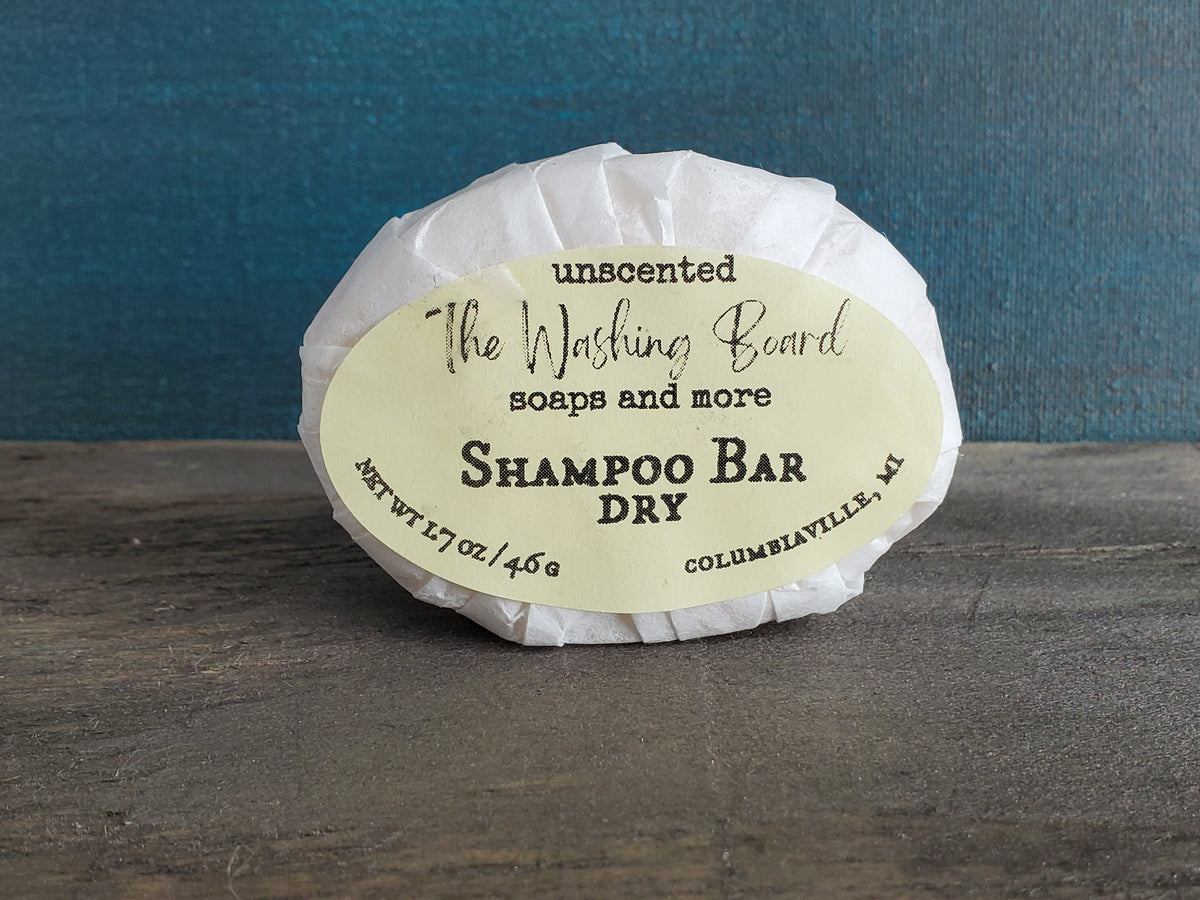 Unscented shampoo bars for oily, regular and dry hair from The Washing Board.