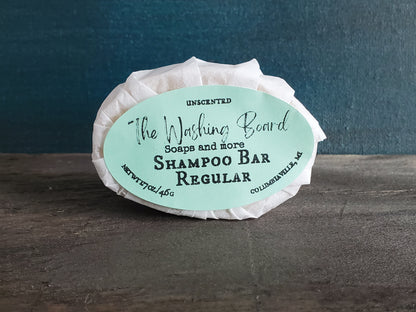 Unscented shampoo bars for oily, regular and dry hair from The Washing Board.