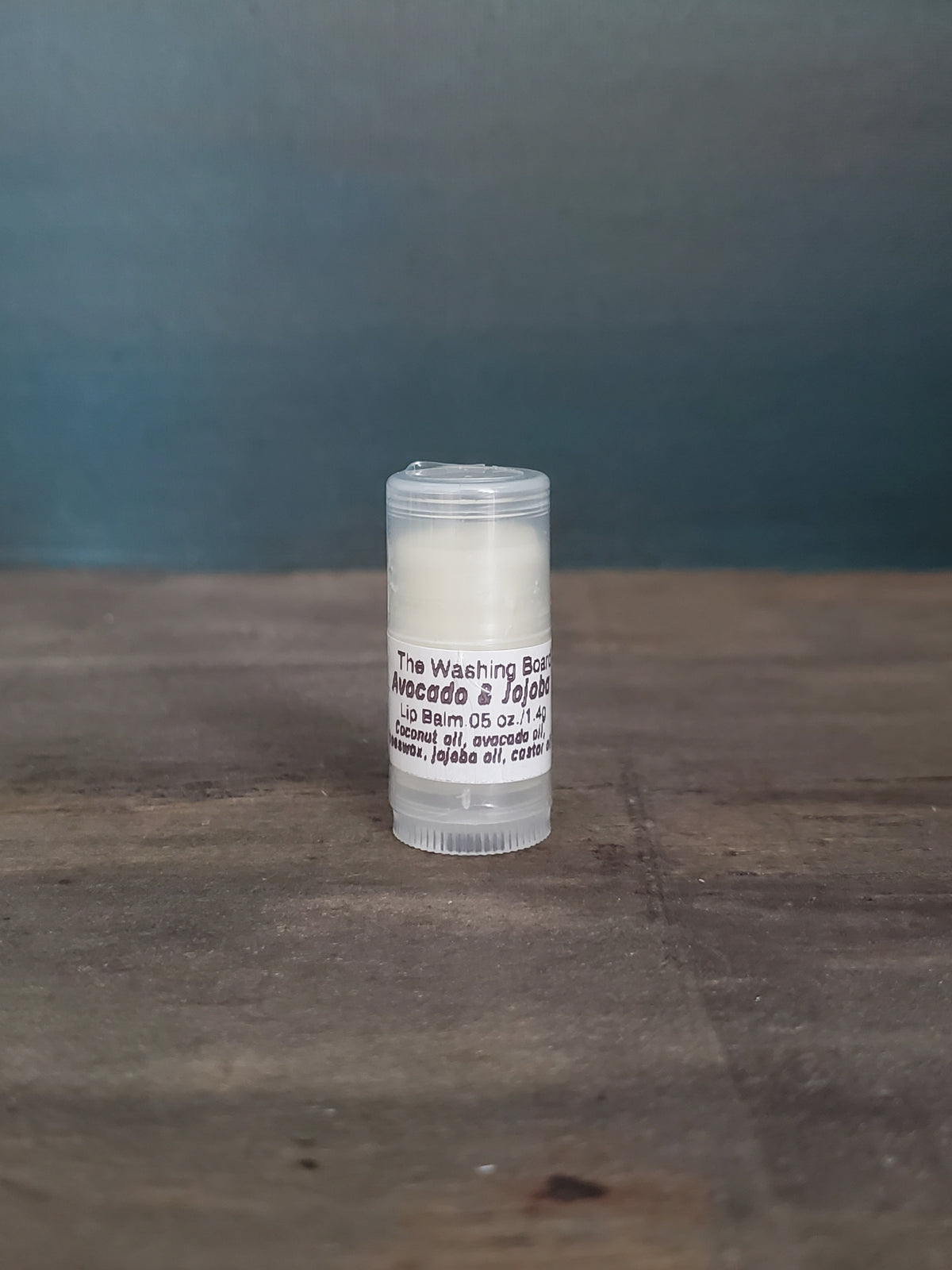 Unscented unflavored lip balm from The Washing Board.