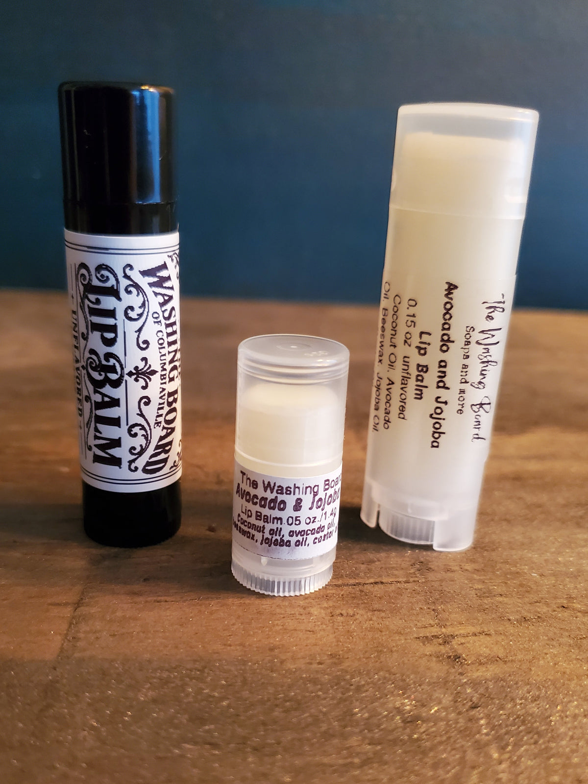 Unscented unflavored lip balm from The Washing Board.