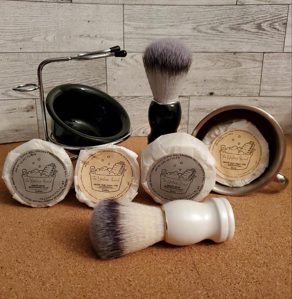 Shave Kits both shown together with Shave Brush and Shave Soap options