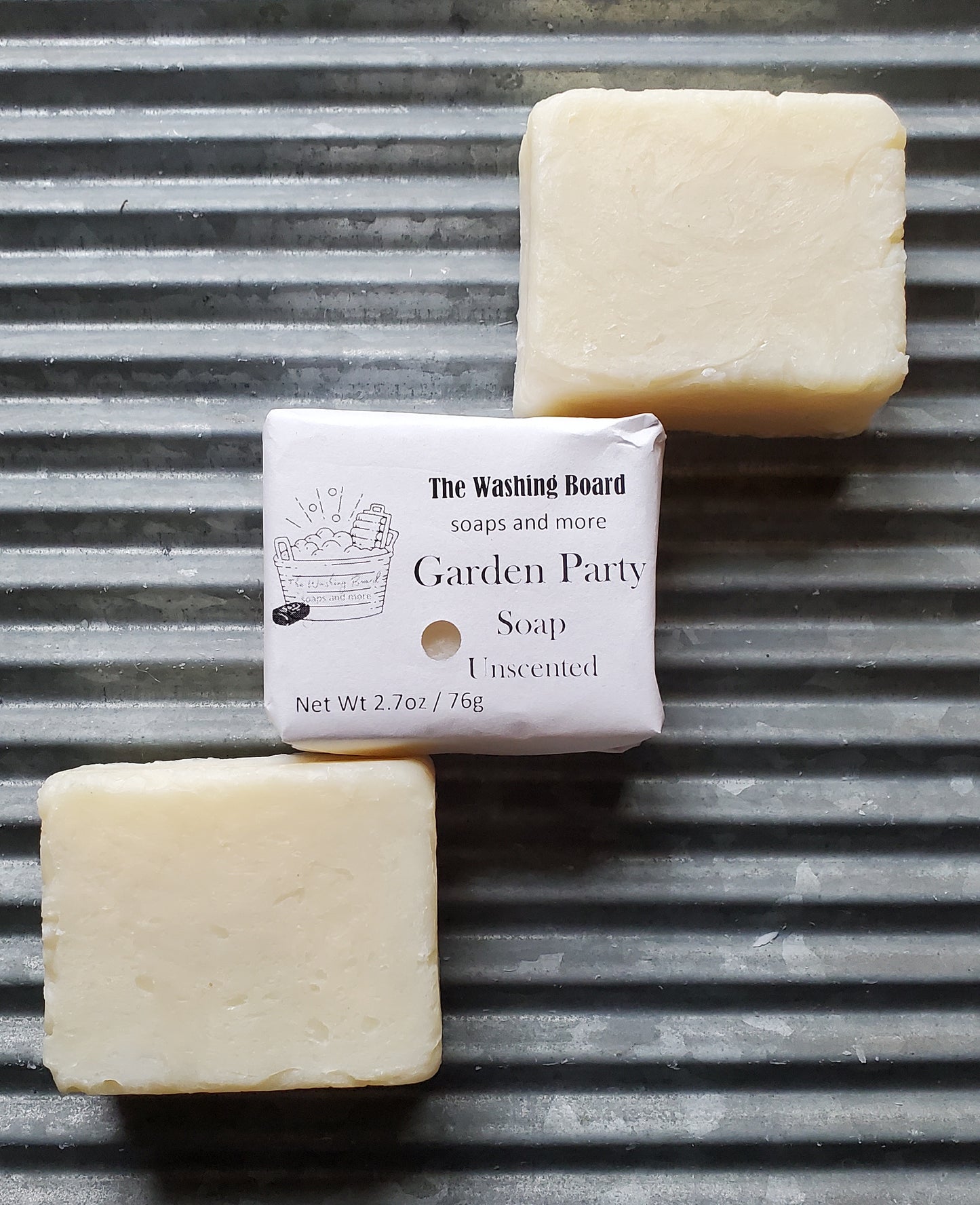 Garden Party shown"naked" and packaged on a washing board. 